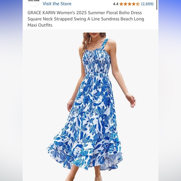 Floral Blue and White Maxi Dress - Picture 1 of 6